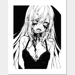 Cute Vampire Ghoul Black & White Posters and Art